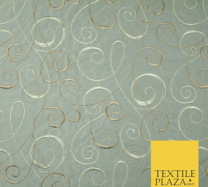 Luxury MARBLE GREY Ornamental Swirls Embroidered 100% PURE SILK Fabric 48" 4506