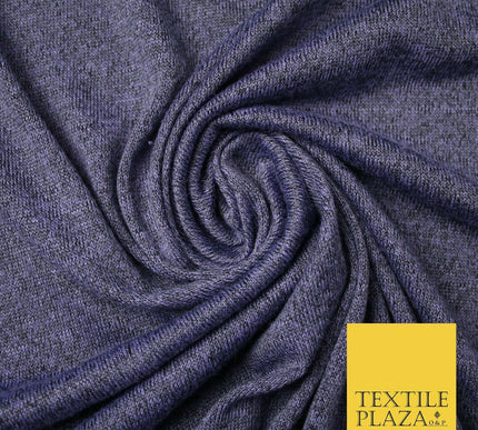 DARK LILAC FROZEN PURPLE Melange Knit Stretch Jersey Fabric Material 62" 4739