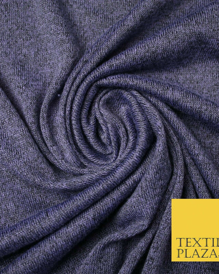 DARK LILAC FROZEN PURPLE Melange Knit Stretch Jersey Fabric Material 62" 4739