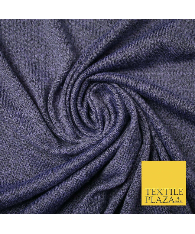 DARK LILAC FROZEN PURPLE Melange Knit Stretch Jersey Fabric Material 62" 4739