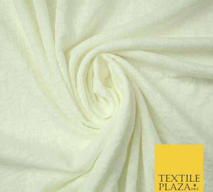 IVORY CREAM Bubble Textured Effect Stretch Jersey Fabric Material Dress 60" 4741