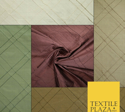 Luxury Criss Cross Square PINTUCK 100% PURE SILK Fabric Furnishing 5 COLOURS 46"