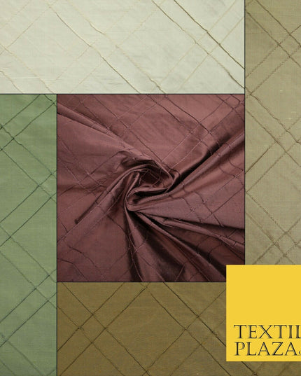 Luxury Criss Cross Square PINTUCK 100% PURE SILK Fabric Furnishing 5 COLOURS 46"