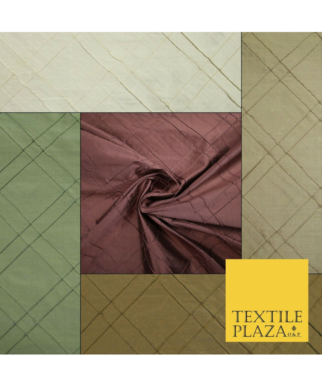 Luxury Criss Cross Square PINTUCK 100% PURE SILK Fabric Furnishing 5 COLOURS 46"