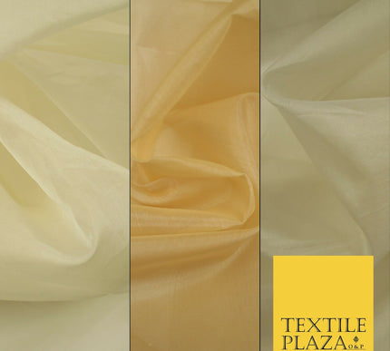 Luxury Gold Beige Plain 100% SILK ORGANZA Sheer Fabric Dress Wedding 3 COLOURS