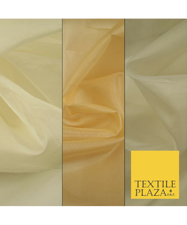 Luxury Gold Beige Plain 100% SILK ORGANZA Sheer Fabric Dress Wedding 3 COLOURS