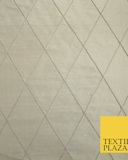 Luxury MINK Diamond PINTUCK 100% PURE SILK Fabric Furnishing Cushions 46" 4596