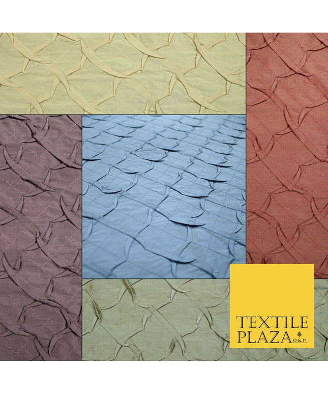 Luxury Waffle Buckingham PINTUCK 100% PURE SILK Fabric Furnishing 5 COLOURS 42"