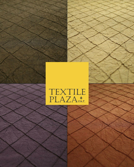 Luxury Square Diamond PINTUCK Crushed 100% PURE SILK Fabric Furnishing 4 COLOURS