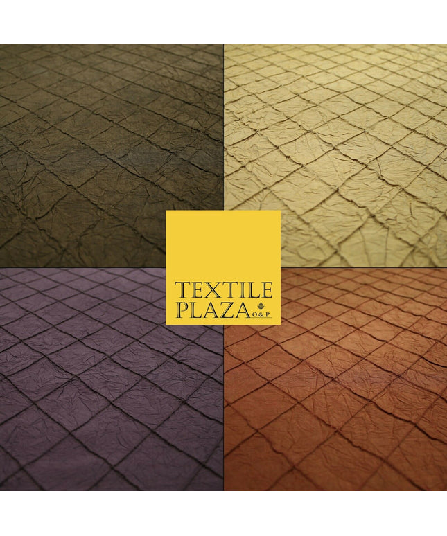 Luxury Square Diamond PINTUCK Crushed 100% PURE SILK Fabric Furnishing 4 COLOURS