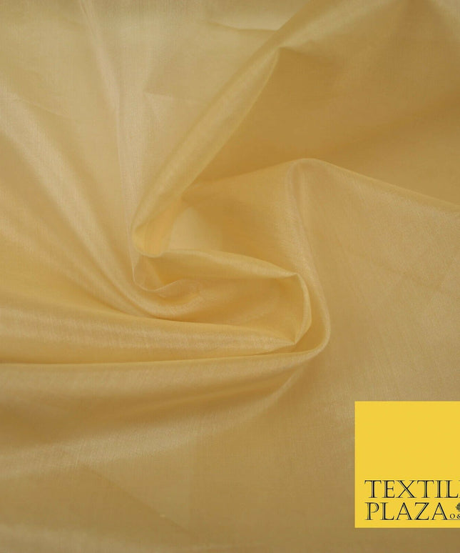 Luxury Gold Beige Plain 100% SILK ORGANZA Sheer Fabric Dress Wedding 3 COLOURS