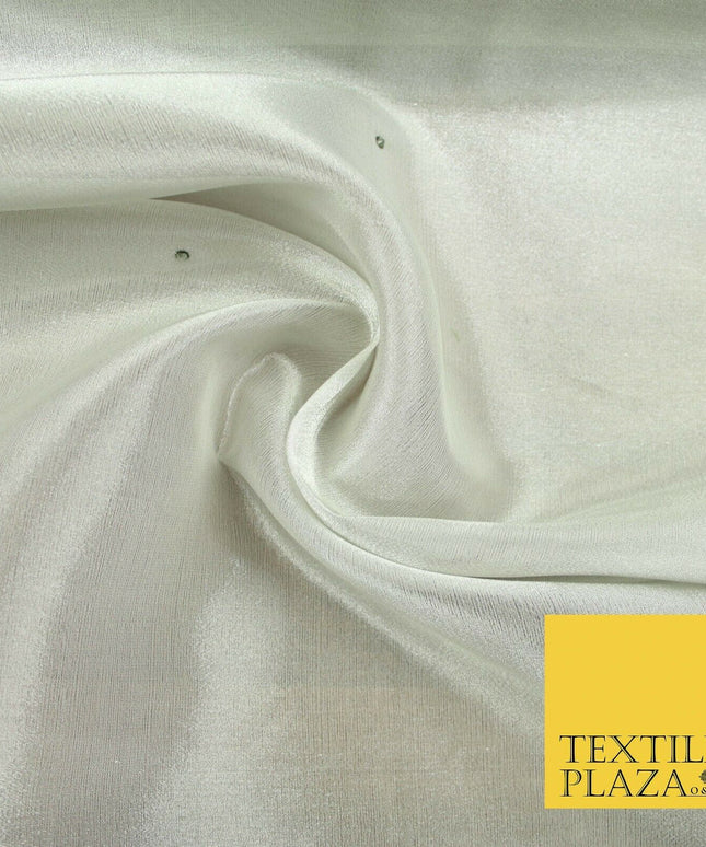 Luxury Silver Grey SILK TISSUE ORGANZA Fabric with SWAROVSKI Stones 48" 4601