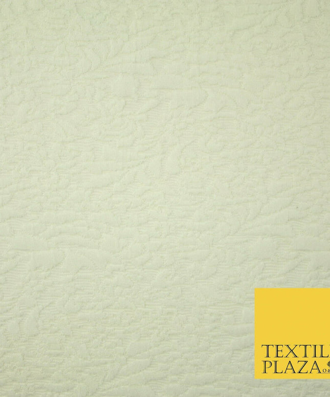 IVORY CREAM Bubble Textured Effect Stretch Jersey Fabric Material Dress 60" 4741