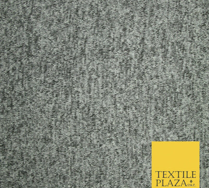 LIGHT SILVER GREY BLACK MARL Melange Knit Stretch Jersey Fabric Material 4740