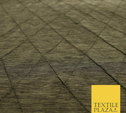 Luxury Tweed Weave Harlequin Diamond PINTUCK 100% PURE SILK Fabric Furnishing