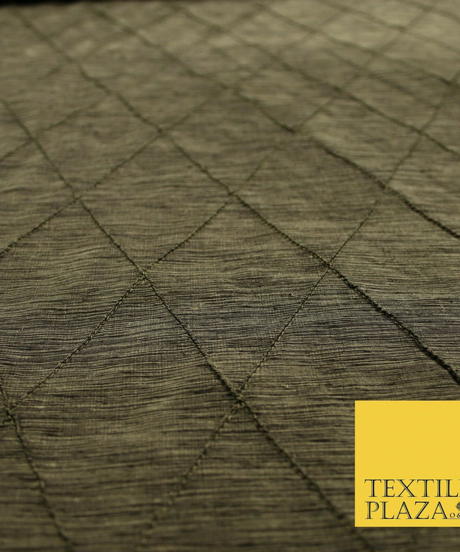 Luxury Tweed Weave Harlequin Diamond PINTUCK 100% PURE SILK Fabric Furnishing