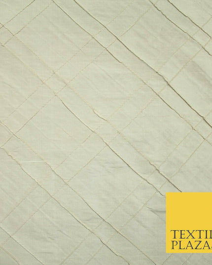 Luxury Criss Cross Square PINTUCK 100% PURE SILK Fabric Furnishing 5 COLOURS 46"