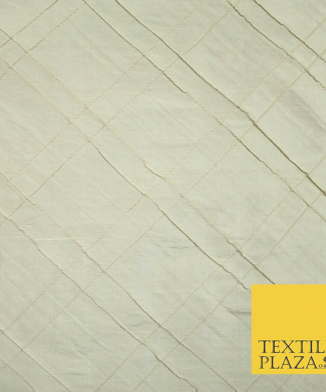 Luxury Criss Cross Square PINTUCK 100% PURE SILK Fabric Furnishing 5 COLOURS 46"