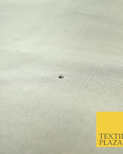 Luxury Silver Grey SILK TISSUE ORGANZA Fabric with SWAROVSKI Stones 48" 4601