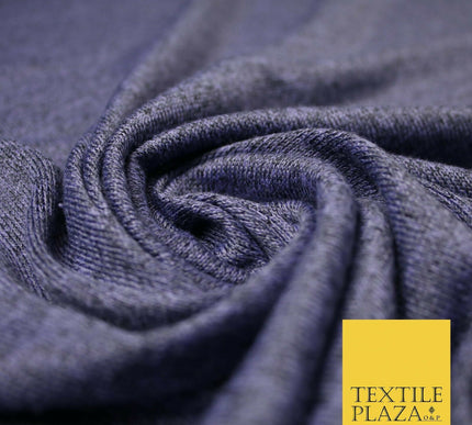 DARK LILAC FROZEN PURPLE Melange Knit Stretch Jersey Fabric Material 62" 4739