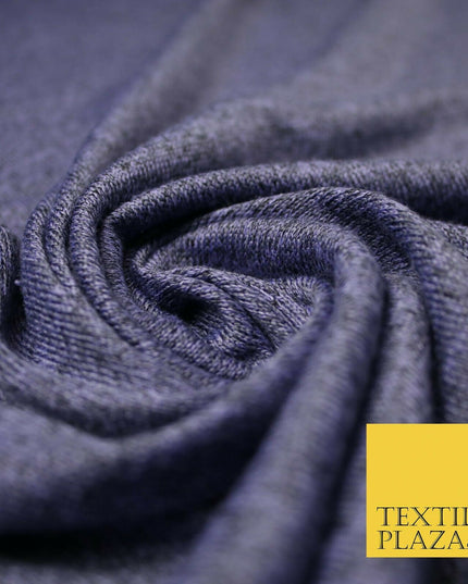 DARK LILAC FROZEN PURPLE Melange Knit Stretch Jersey Fabric Material 62" 4739