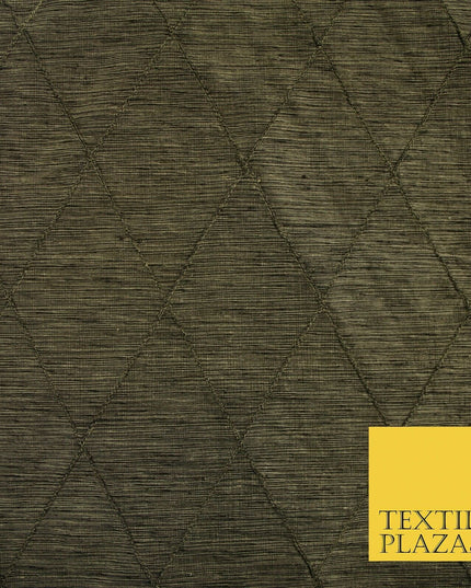 Luxury Tweed Weave Harlequin Diamond PINTUCK 100% PURE SILK Fabric Furnishing