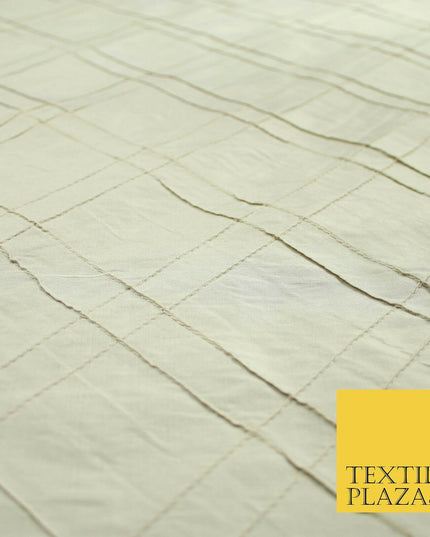 Luxury Criss Cross Square PINTUCK 100% PURE SILK Fabric Furnishing 5 COLOURS 46"