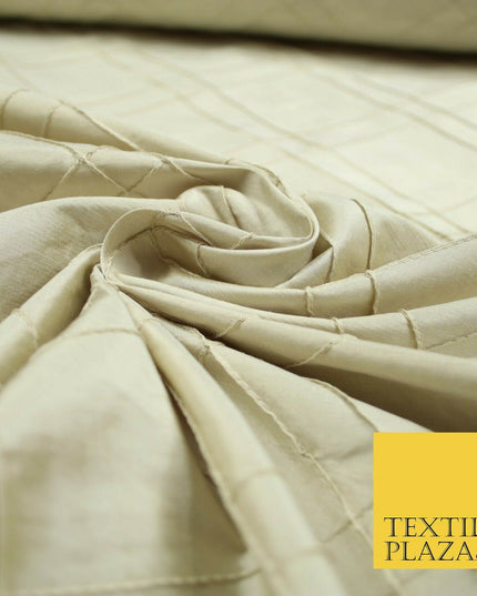 Luxury Criss Cross Square PINTUCK 100% PURE SILK Fabric Furnishing 5 COLOURS 46"