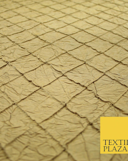 Luxury Square Diamond PINTUCK Crushed 100% PURE SILK Fabric Furnishing 4 COLOURS