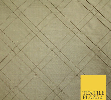 Luxury Criss Cross Square PINTUCK 100% PURE SILK Fabric Furnishing 5 COLOURS 46"