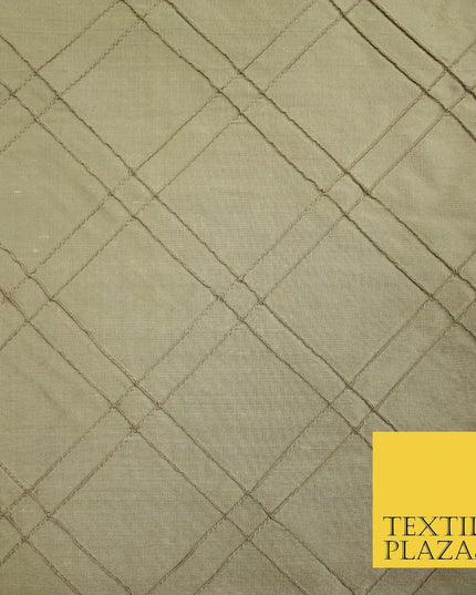 Luxury Criss Cross Square PINTUCK 100% PURE SILK Fabric Furnishing 5 COLOURS 46"