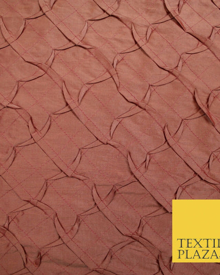 Luxury Waffle Buckingham PINTUCK 100% PURE SILK Fabric Furnishing 5 COLOURS 42"