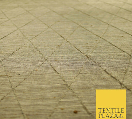 Luxury Tweed Weave Harlequin Diamond PINTUCK 100% PURE SILK Fabric Furnishing