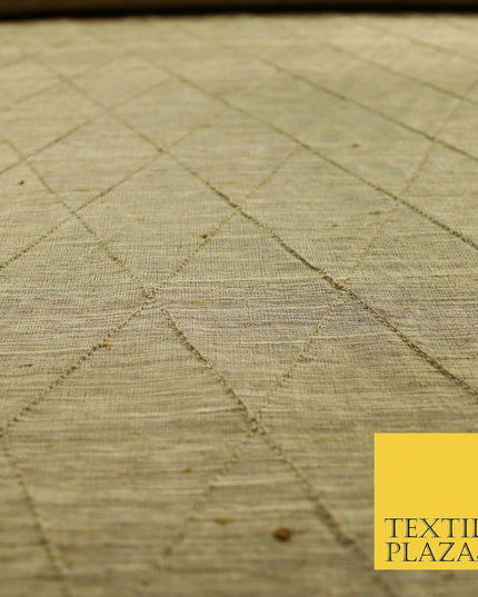Luxury Tweed Weave Harlequin Diamond PINTUCK 100% PURE SILK Fabric Furnishing