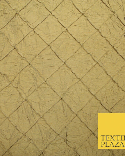 Luxury Square Diamond PINTUCK Crushed 100% PURE SILK Fabric Furnishing 4 COLOURS