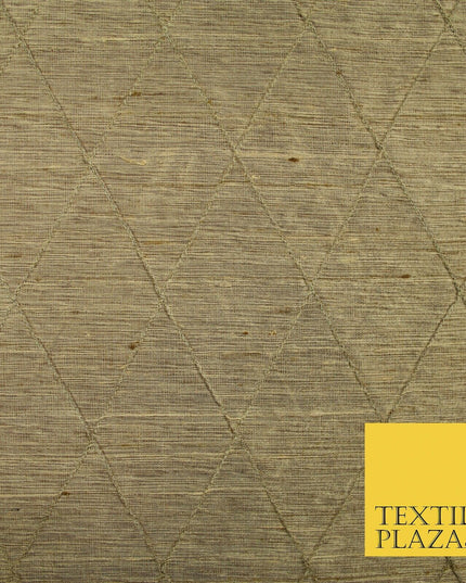 Luxury Tweed Weave Harlequin Diamond PINTUCK 100% PURE SILK Fabric Furnishing