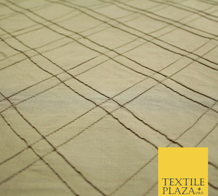 Luxury Criss Cross Square PINTUCK 100% PURE SILK Fabric Furnishing 5 COLOURS 46"