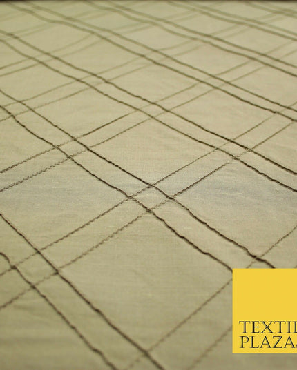 Luxury Criss Cross Square PINTUCK 100% PURE SILK Fabric Furnishing 5 COLOURS 46"