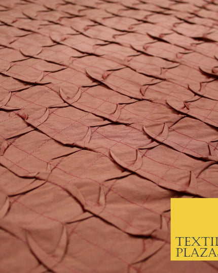 Luxury Waffle Buckingham PINTUCK 100% PURE SILK Fabric Furnishing 5 COLOURS 42"