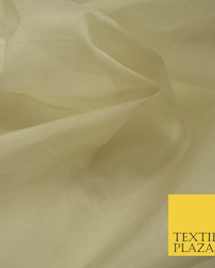 Luxury Gold Beige Plain 100% SILK ORGANZA Sheer Fabric Dress Wedding 3 COLOURS