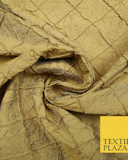 Luxury Square Diamond PINTUCK Crushed 100% PURE SILK Fabric Furnishing 4 COLOURS