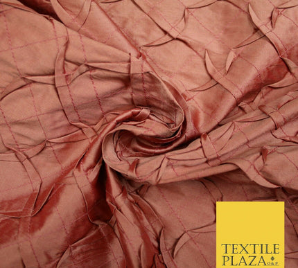 Luxury Waffle Buckingham PINTUCK 100% PURE SILK Fabric Furnishing 5 COLOURS 42"