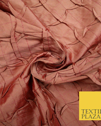 Luxury Waffle Buckingham PINTUCK 100% PURE SILK Fabric Furnishing 5 COLOURS 42"
