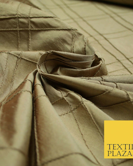 Luxury Criss Cross Square PINTUCK 100% PURE SILK Fabric Furnishing 5 COLOURS 46"