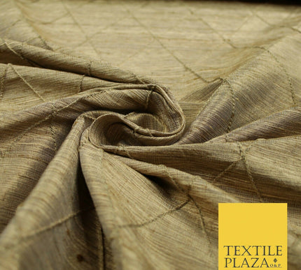 Luxury Tweed Weave Harlequin Diamond PINTUCK 100% PURE SILK Fabric Furnishing