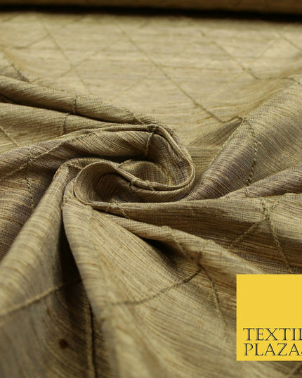 Luxury Tweed Weave Harlequin Diamond PINTUCK 100% PURE SILK Fabric Furnishing
