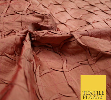 Luxury Waffle Buckingham PINTUCK 100% PURE SILK Fabric Furnishing 5 COLOURS 42"