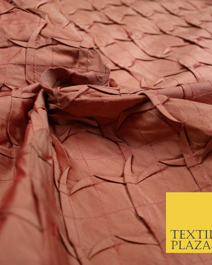 Luxury Waffle Buckingham PINTUCK 100% PURE SILK Fabric Furnishing 5 COLOURS 42"