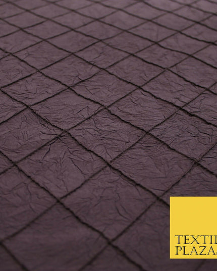 Luxury Square Diamond PINTUCK Crushed 100% PURE SILK Fabric Furnishing 4 COLOURS
