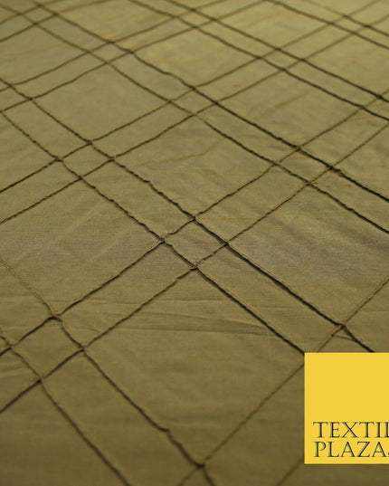 Luxury Criss Cross Square PINTUCK 100% PURE SILK Fabric Furnishing 5 COLOURS 46"